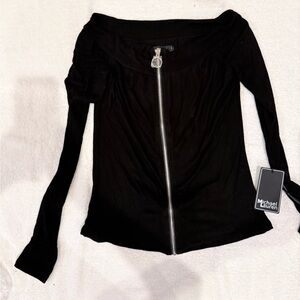 Michael Lauren Black Long Sleeve Zip-Up Shirt